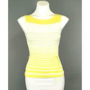 New‎ Toomi Women Shirt, Size Small, yellow, white, stripe, acrylic, spandex